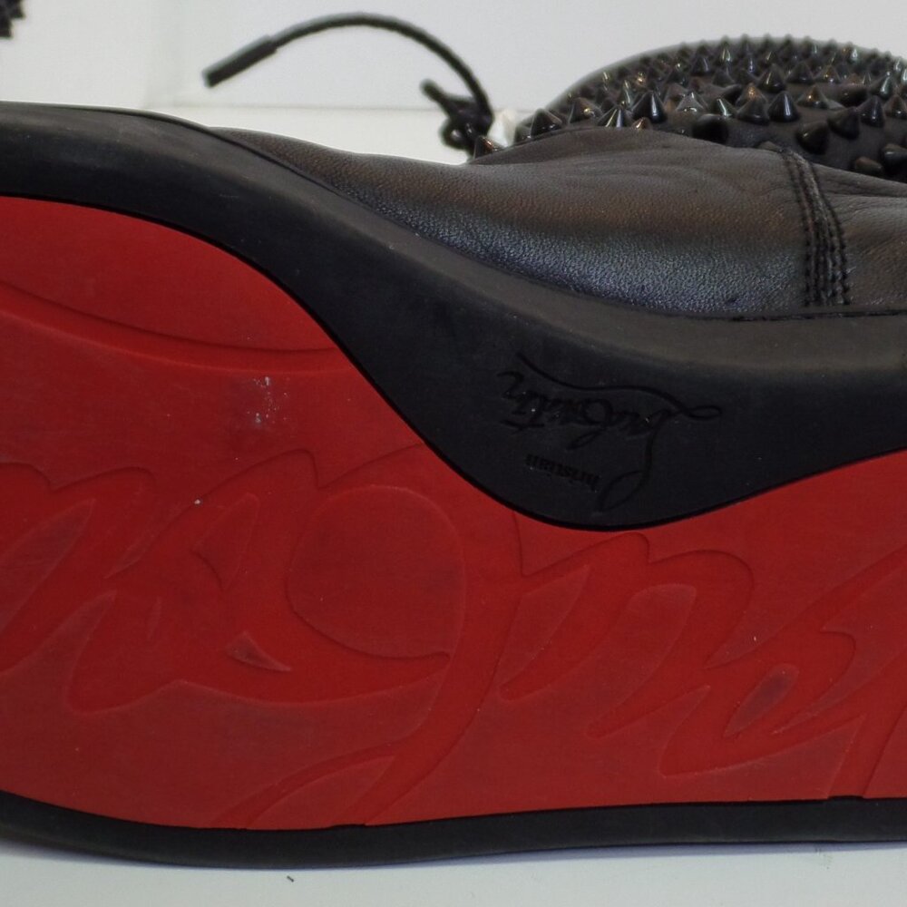 Christian Louboutin Sur La Pony Spike Napa Mid Calf Boots Black Leather Size 9 - Picture 15 of 16